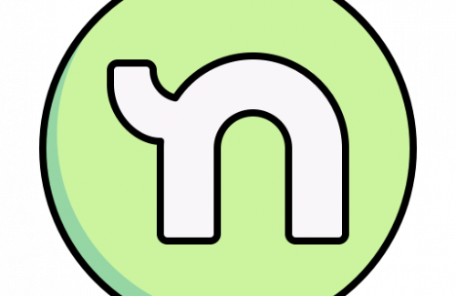 Next door icon with lowercase n in white and light green background 